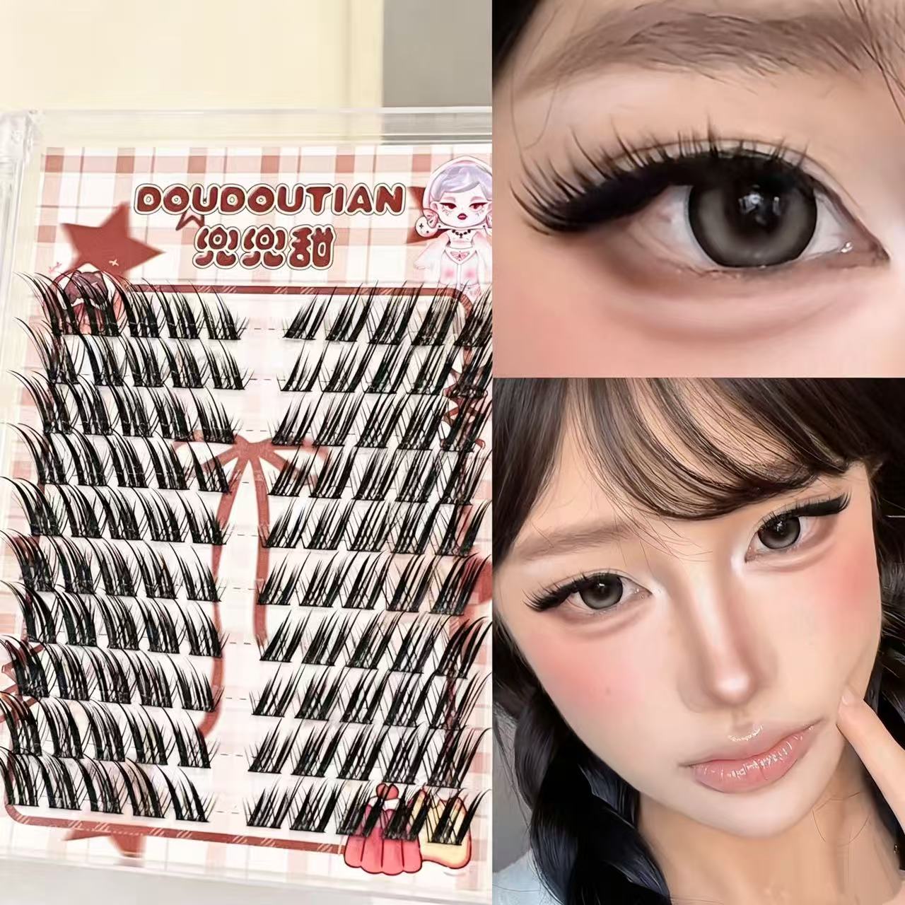 Eyelash Extension Douyin - Doudoutian Fox-Style Winged Eyelashes Pluizige gradiëntlengte